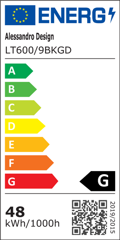 LED luster s diaľkovým ovládaním a kryštálom GUIDA 46W, 8 prvkov, studené/teplé/neutrálne svetlo, stmievateľné, čierne zlato