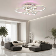 Lustra LED cu telecomanda si cristal NOVA ROTONDA RGB 144W, 6 Cercuri, lumina Rece/Calda/Neutra, Dimabila, Crom Lucios Lustre LED & Cristale Default Title Alessandro Design