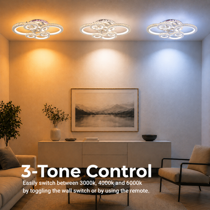Lustra LED cu telecomanda si cristal NOVA ROTONDA RGB 144W, 6 Cercuri, lumina Rece/Calda/Neutra, Dimabila, Crom Lucios Lustre LED & Cristale Default Title Alessandro Design