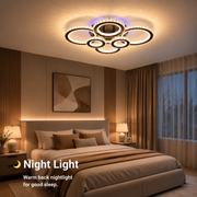 LED luster s diaľkovým ovládaním a krištáľom NOVA ROTONDA RGB 145W, 6 kruhov, studené/teplé/neutrálne svetlo, stmievateľné, čierny
