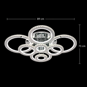 Lustra LED cu telecomanda si cristal NOVA ROTONDA RGB 239W, 8 Cercuri, lumina Rece/Calda/Neutra, Dimabila, Crom Lucios