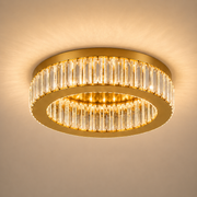 LED luster s diaľkovým ovládaním a krištáľom VERTUS 31W, 50cm, Kruh, Studené/Teplé/Neutrálne svetlo, Stmievateľné, Zlatý