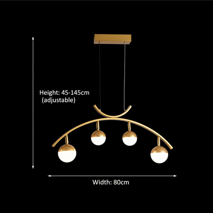 Lustra LED suspendata PAAMIUT 34W, 4 surse de lumină, lumina Rece/Calda/Neutra, Auriu, Inaltime Reglabila
