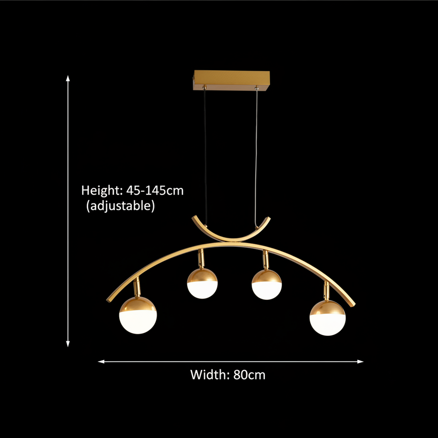 Lustra LED suspendata PAAMIUT 34W, 4 surse de lumină, lumina Rece/Calda/Neutra, Auriu, Inaltime Reglabila
