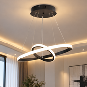 LED závesný luster RICCI 25W, 2 kruhy, studené/teplé/neutrálne svetlo, čierny, výškovo nastaviteľný