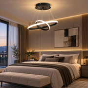 LED závesný luster RICCI 25W, 2 kruhy, studené/teplé/neutrálne svetlo, čierny, výškovo nastaviteľný