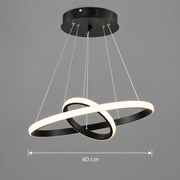 LED závesný luster RICCI 25W, 2 kruhy, studené/teplé/neutrálne svetlo, čierny, výškovo nastaviteľný