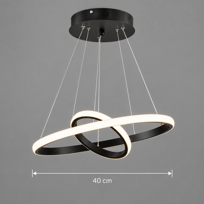 LED závesný luster RICCI 25W, 2 kruhy, studené/teplé/neutrálne svetlo, čierny, výškovo nastaviteľný