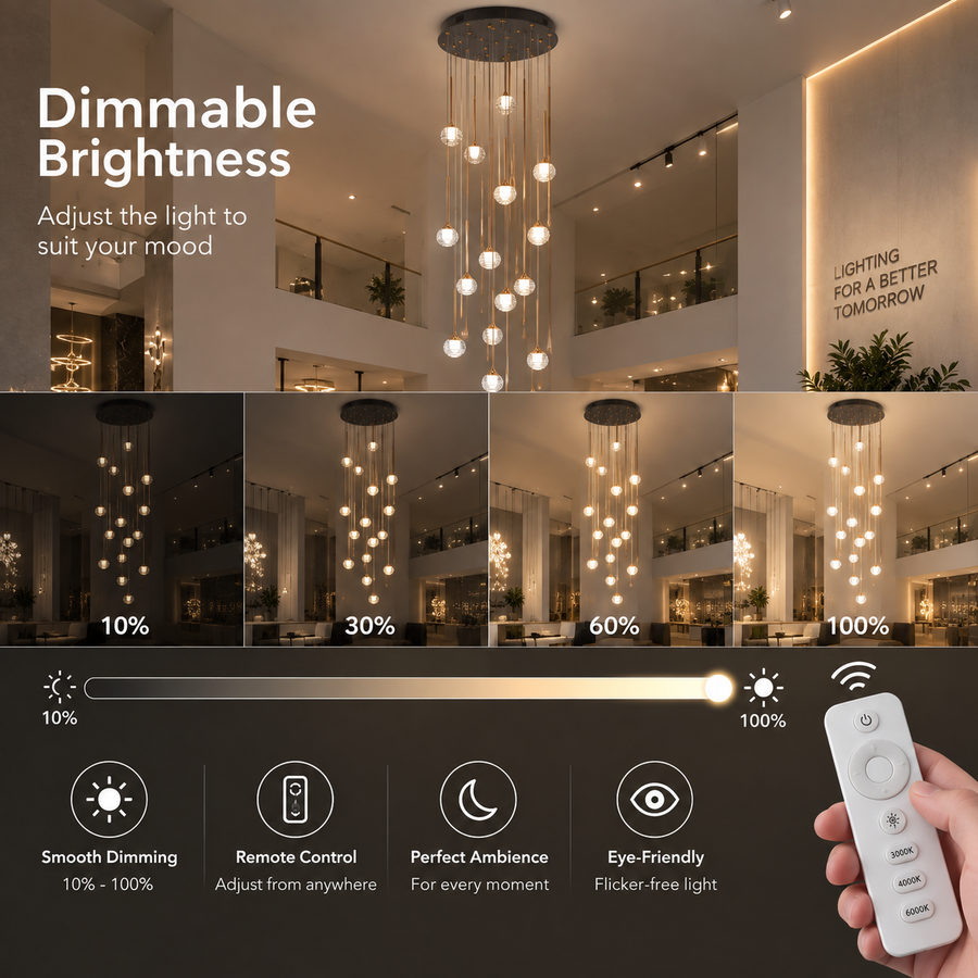 Lustra LED suspendata cu telecomanda GONDAR, 100W, Diametru 60cm, 25 Elemente, lumina Rece/Calda/Neutra, Dimabila, Auriu