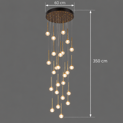 Lustra LED suspendata cu telecomanda GONDAR, 100W, Diametru 60cm, 25 Elemente, lumina Rece/Calda/Neutra, Dimabila, Auriu