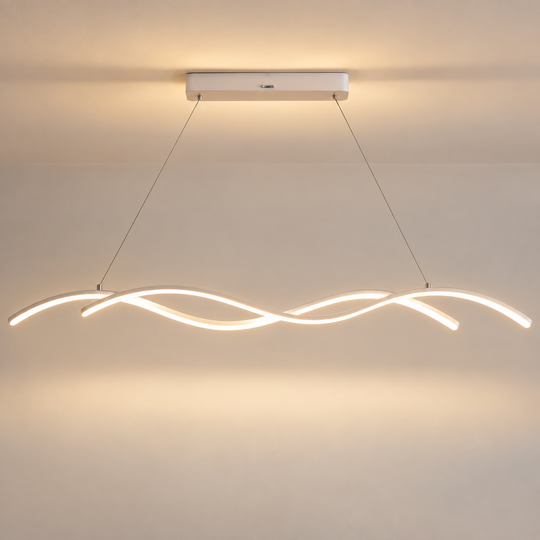 Závesný LED luster s diaľkovým ovládaním KHOROG 34W, Dĺžka 120cm, Studené/Teplé/Neutrálne svetlo, Stmievateľné, Nastaviteľná výška, Biely