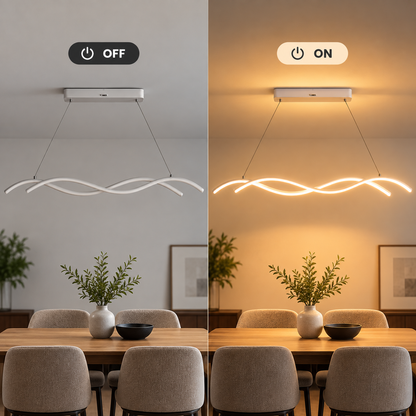 Závesný LED luster s diaľkovým ovládaním KHOROG 34W, Dĺžka 120cm, Studené/Teplé/Neutrálne svetlo, Stmievateľné, Nastaviteľná výška, Biely