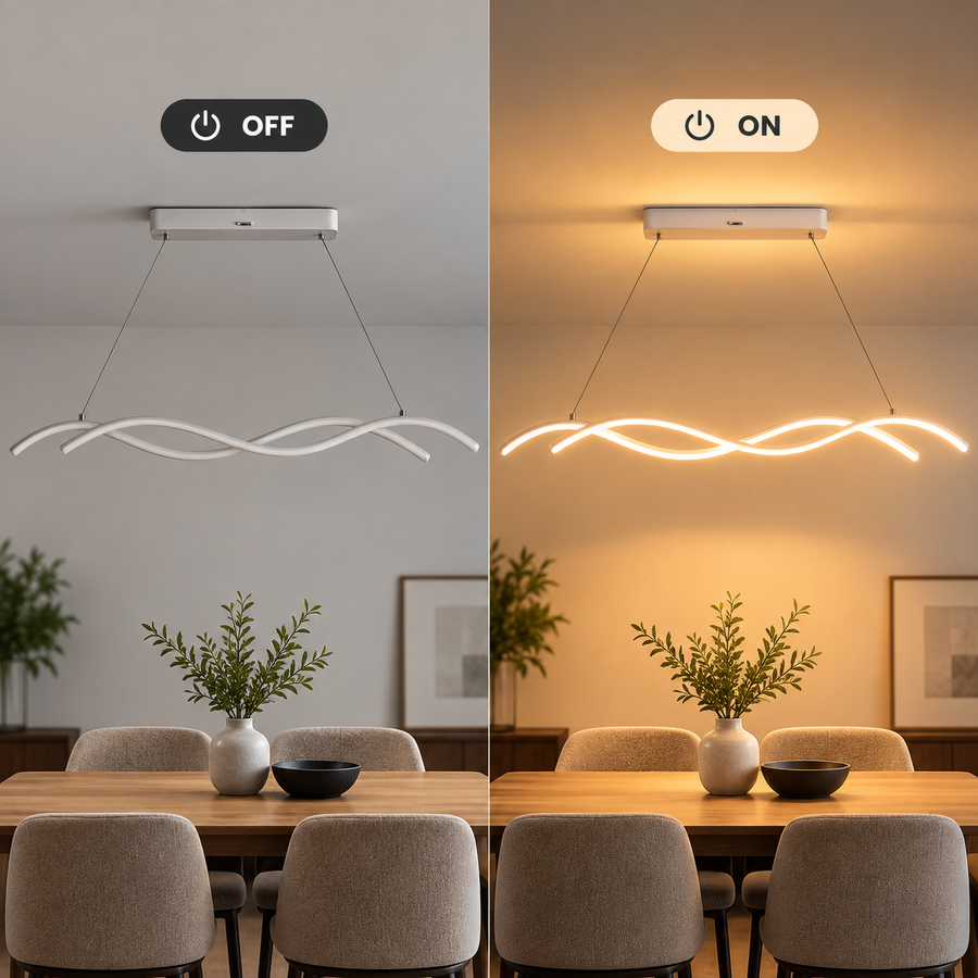Závesný LED luster s diaľkovým ovládaním KHOROG 34W, Dĺžka 120cm, Studené/Teplé/Neutrálne svetlo, Stmievateľné, Nastaviteľná výška, Biely