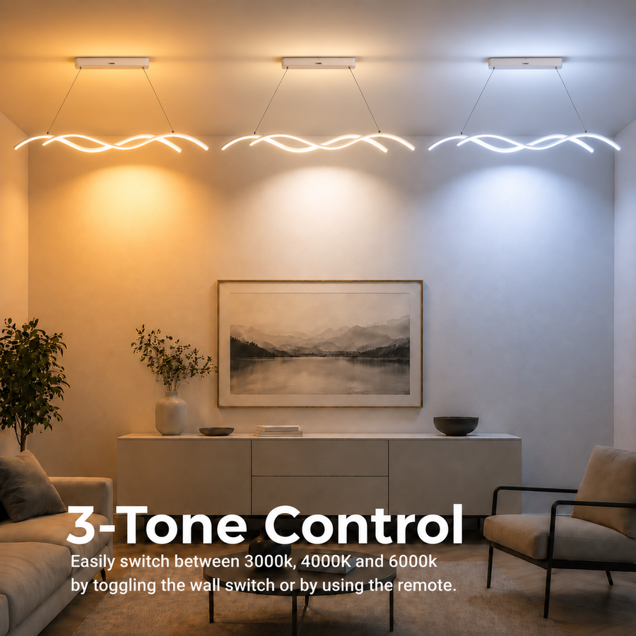 Závesný LED luster s diaľkovým ovládaním KHOROG 34W, Dĺžka 120cm, Studené/Teplé/Neutrálne svetlo, Stmievateľné, Nastaviteľná výška, Biely