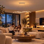 Závesný LED luster s diaľkovým ovládaním KHOROG 34W, Dĺžka 120cm, Studené/Teplé/Neutrálne svetlo, Stmievateľné, Nastaviteľná výška, Biely