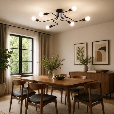 Modernistický luster Hexa 6, 6x E27, čierny, moderný dizajn