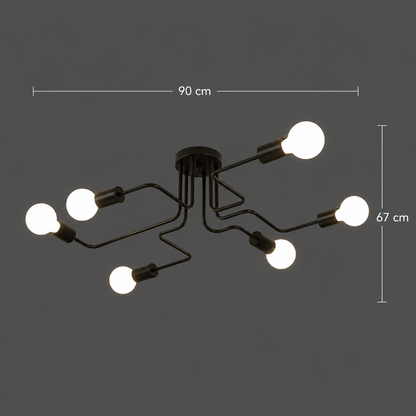 Modernistický luster Hexa 6, 6x E27, čierny, moderný dizajn