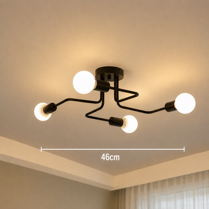 Modernistická luster Quadra 4, 4x E27, čierny, moderný dizajn