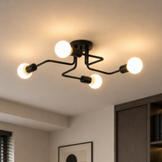 Modernistická luster Quadra 4, 4x E27, čierny, moderný dizajn