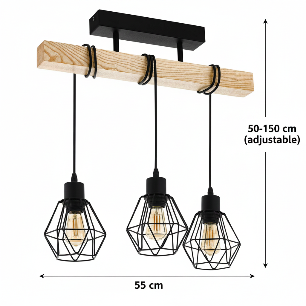 Marcellus Luster, 3x E27, Hnedo-čierne priemyselné lustre Predvolený názov Alessandro Design