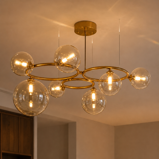 Luster VENERE Luce, 3 Kruhy, 7xG9, Zlato, Kov, Nastaviteľná Výška