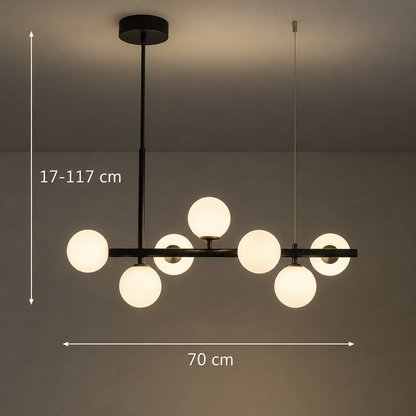 Moderný žiarovkový luster LOFT Pavilion, 7x G9, čierny, kov, Nastaviteľná výška