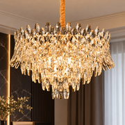 Krištáľový luster MONARCH Magno 12xE14, Priemer 60cm, Výška 40cm, Lesklý zlatý, Nastaviteľná výška, Elegantný dizajn