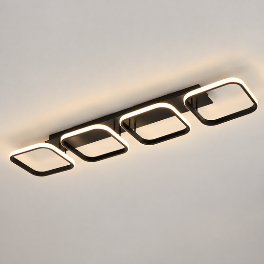 LED luster VERTEX 45W, 4 štvorcové, lineárny, studené/teplé/neutrálne svetlo, čierny