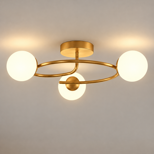 LED a krištáľový luster ORBIT, 66cm, 3xE27, Glóbusy, Zlatý