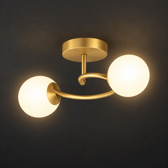 LED a krištáľový luster ORBIT, 55cm, 2xE27, Glóbusy, Zlatý