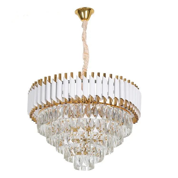 Crystal Luster Versailles eleganza 7x E14, priemer 49 cm, lesklé a biele zlato, nastaviteľná výška