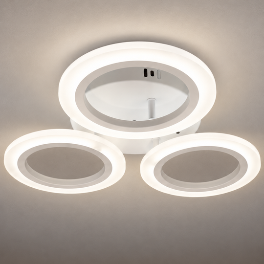 VEĽKÝ 27W LED luster, 3 kruhy, neutrálne svetlo, biely