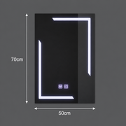 Obdĺžnikové LED zrkadlo, 50x70cm, ECLISSA Touch, Demister System, stmievateľné