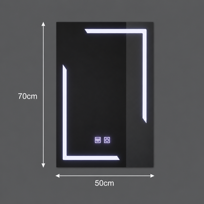 Obdĺžnikové LED zrkadlo, 50x70cm, ECLISSA Touch, Demister System, stmievateľné