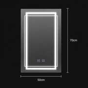 Obdĺžnikové LED zrkadlo, 50x70cm, KOVEN Touch, Demister System, Stmievateľné