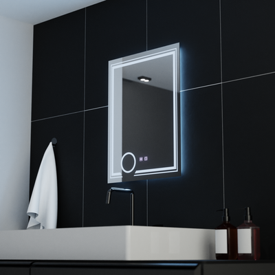 Obdĺžnikové LED zrkadlo, 60x80cm, CANTO Touch, Demister System, Stmievateľné