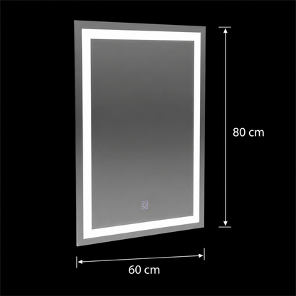Obdĺžnikové LED zrkadlo, 60x80cm, RÁM Basic Touch