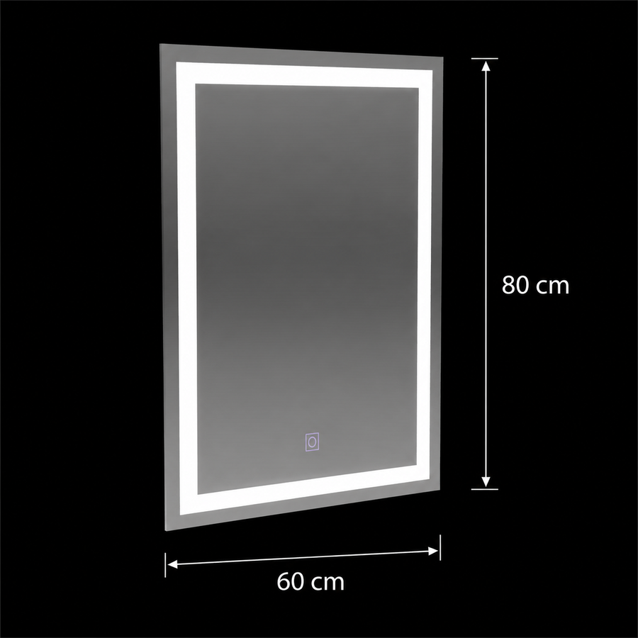 Obdĺžnikové LED zrkadlo, 60x80cm, RÁM Basic Touch
