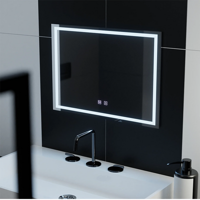 Obdĺžnikové LED zrkadlo, 70x50cm, RADIANTE Touch, Demister System, Stmievateľné