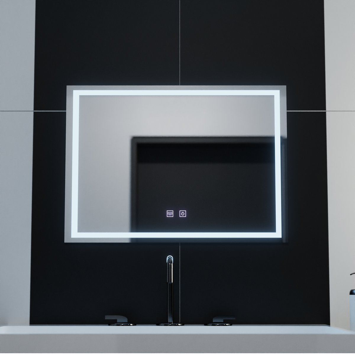Oglinda LED Rectangulara, 70x50cm, RADIANTE Touch , Sistem Dezaburire, Dimabila Oglinda Baie cu LED si Dezaburire Default Title Alessandro Design