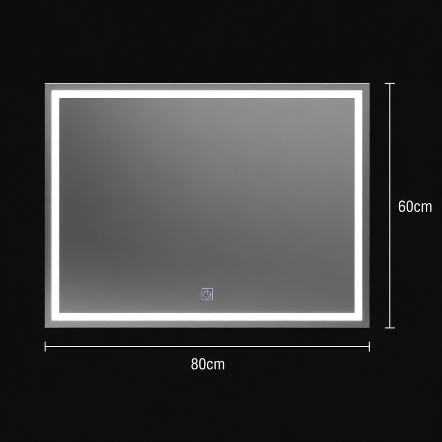 Obdĺžnikové LED zrkadlo, 80x60cm, RÁM Basic Touch