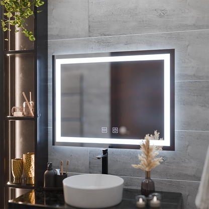 Obdĺžnikové LED zrkadlo, 80x60cm, RADIANTE Touch, Demister System, Stmievateľné
