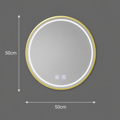 Okrúhle LED zrkadlo, 50 cm, Glanz Touch, Demister System, Stmievateľné