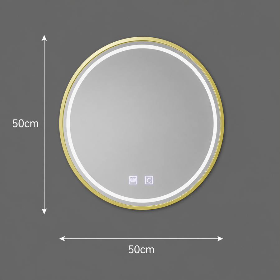 Okrúhle LED zrkadlo, 50 cm, Glanz Touch, Demister System, Stmievateľné