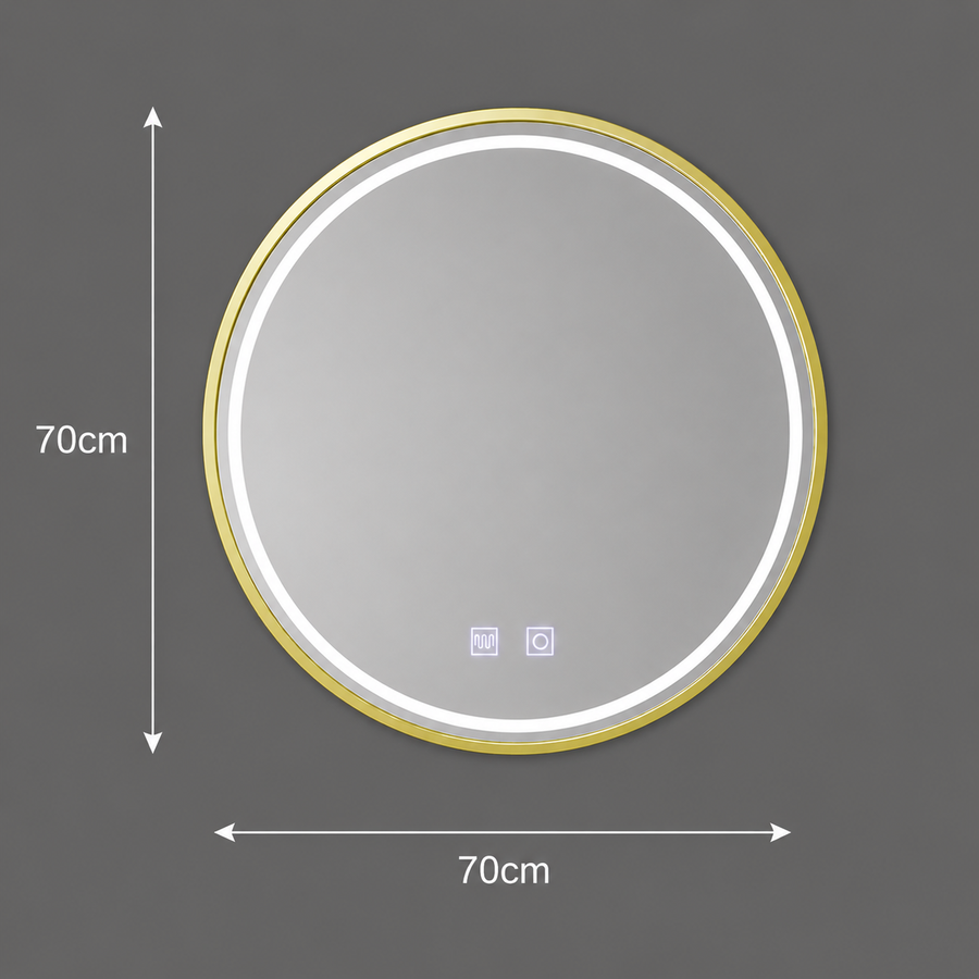 Okrúhle LED zrkadlo, 70 cm, Glanz Touch, Demister System, Stmievateľné