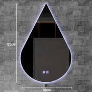 Zrkadlo LED Touch River Demist System 80X120cm, tvar kvapky.