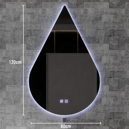Zrkadlo LED Touch River Demist System 80X120cm, tvar kvapky.