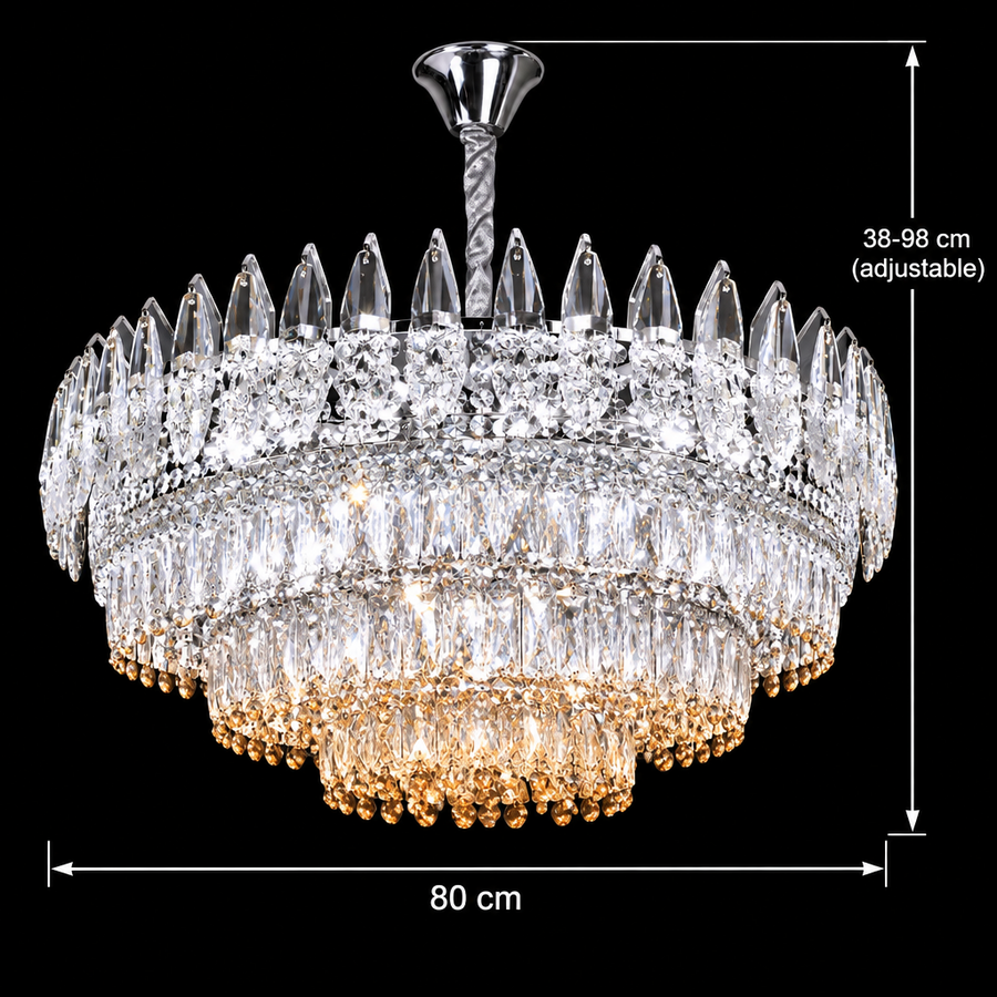 Krištáľový luster MAJESTIC Regalis 21x E14, priemer 80cm, lesklý chróm, nastaviteľná výška