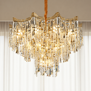 Krištáľový luster VETRA Magno 10xE14, H60 cm, zlatý, nastaviteľná výška, kov a krištáľ