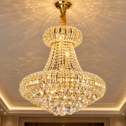 Krištáľový luster CASTRUM Magno 11xE14, H60 cm, zlatý, nastaviteľná výška, kov a krištáľ
